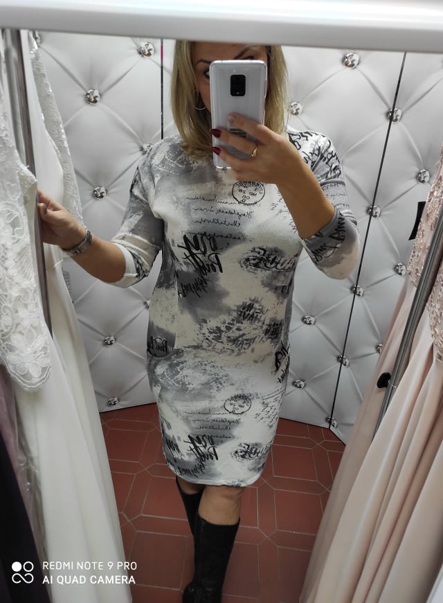 Dámské maskáčové oversize šaty bílošedé