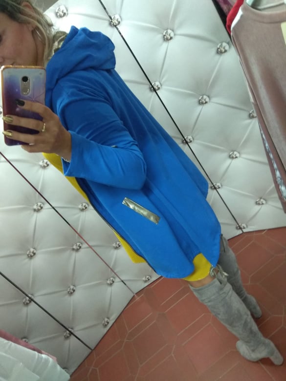 Dámská bavlněná OVERSIZE bunda delší lahvově zelená