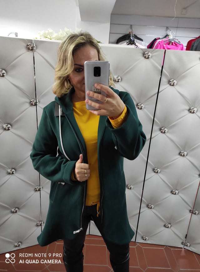 Dámská oversize mikinová bavlněná bunda s kapucí zelená