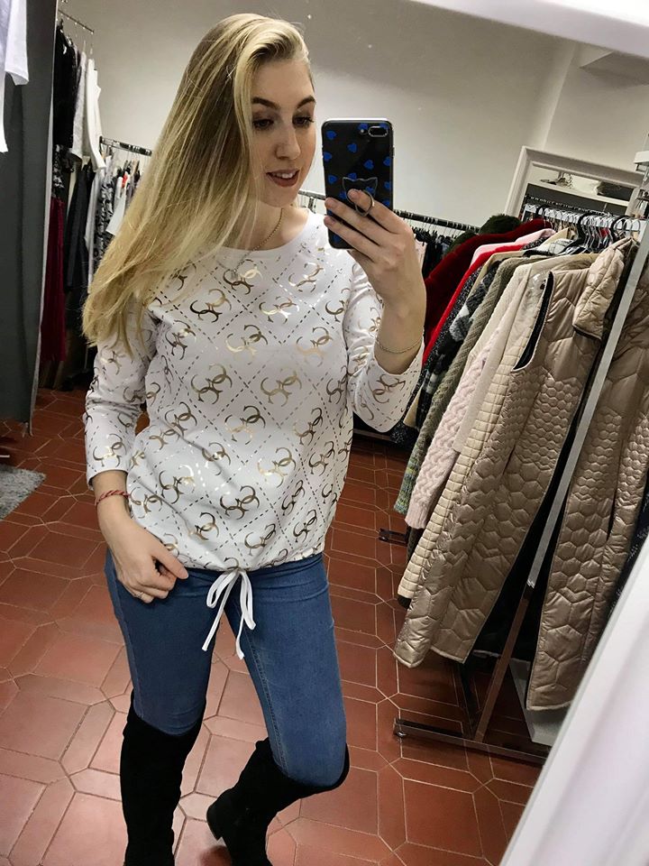Dámské bavlněné triko bílé se zlatým potiskem