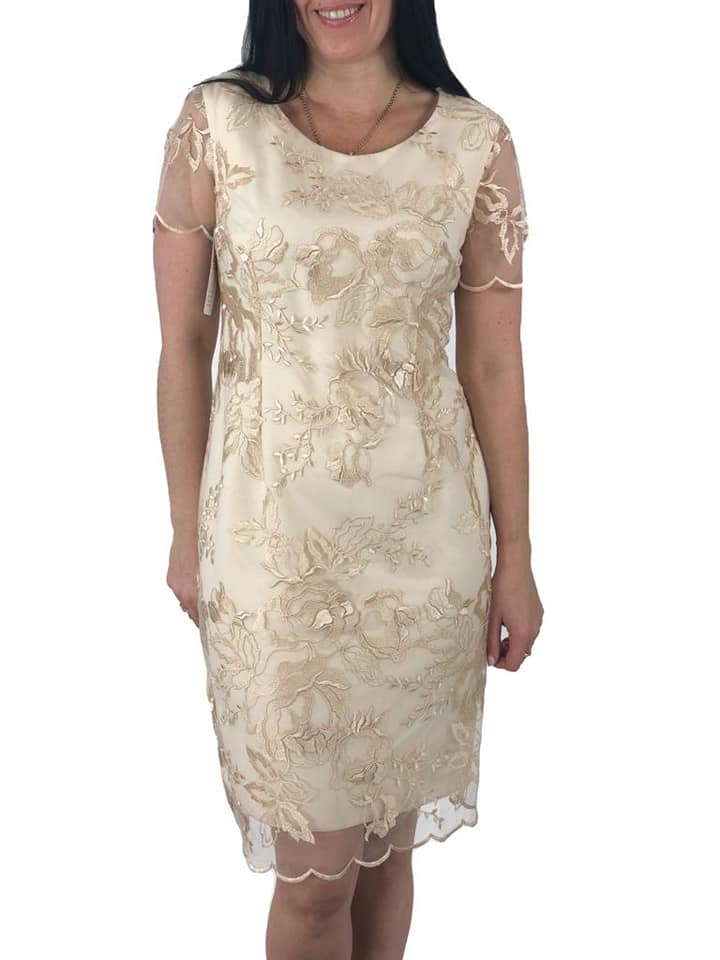 Elegantní PLUS SIZE šaty Kesi béžové