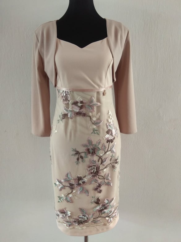 Elegantní dámské šaty FIORE s bolérkem béžové