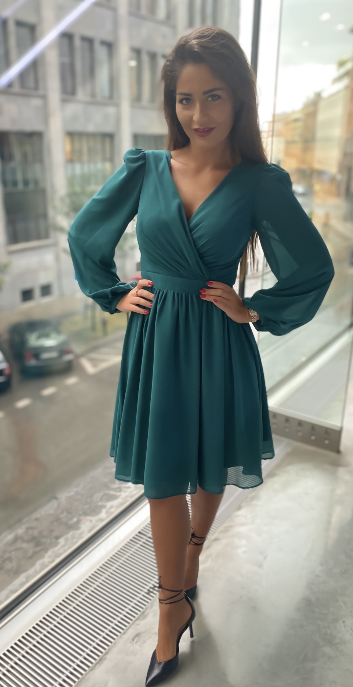 Elegantní šifonové šaty GLORIA zelené