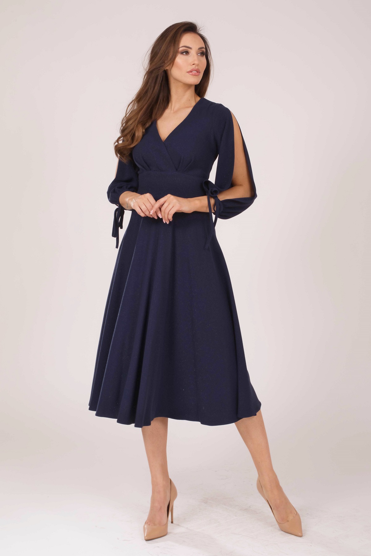 Elegantní dámské midi šaty Marselini 1977 tmavě modré