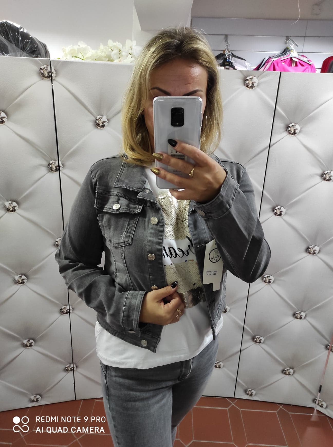 Elastická riflová bunda šedá