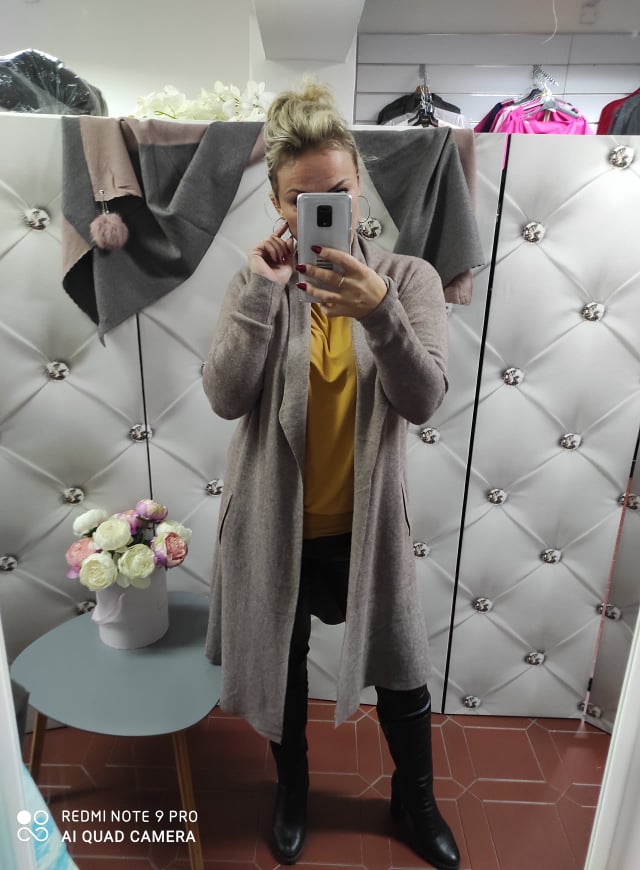 Dámský oversize kardigan hnědošedý