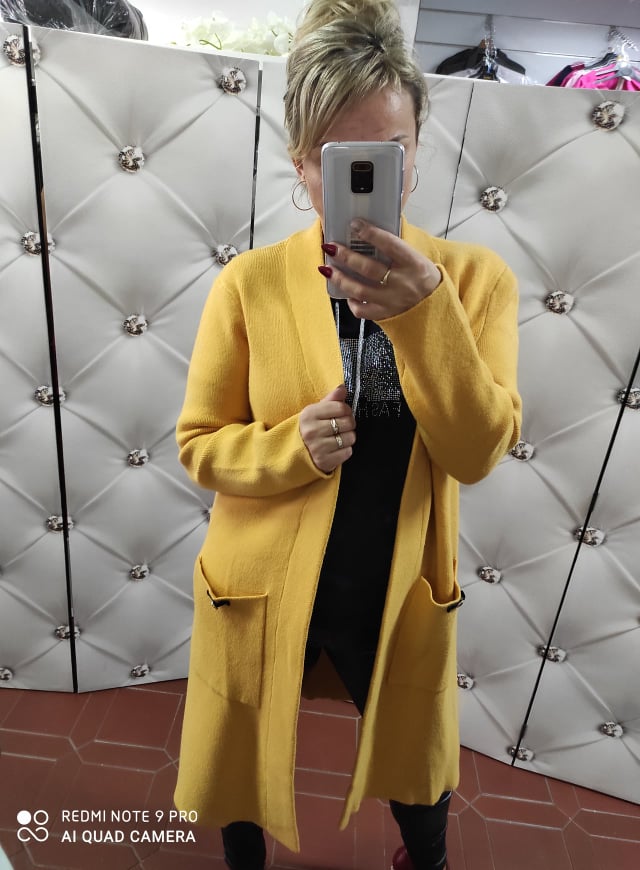 Dámský oversize kardigan hořčicový