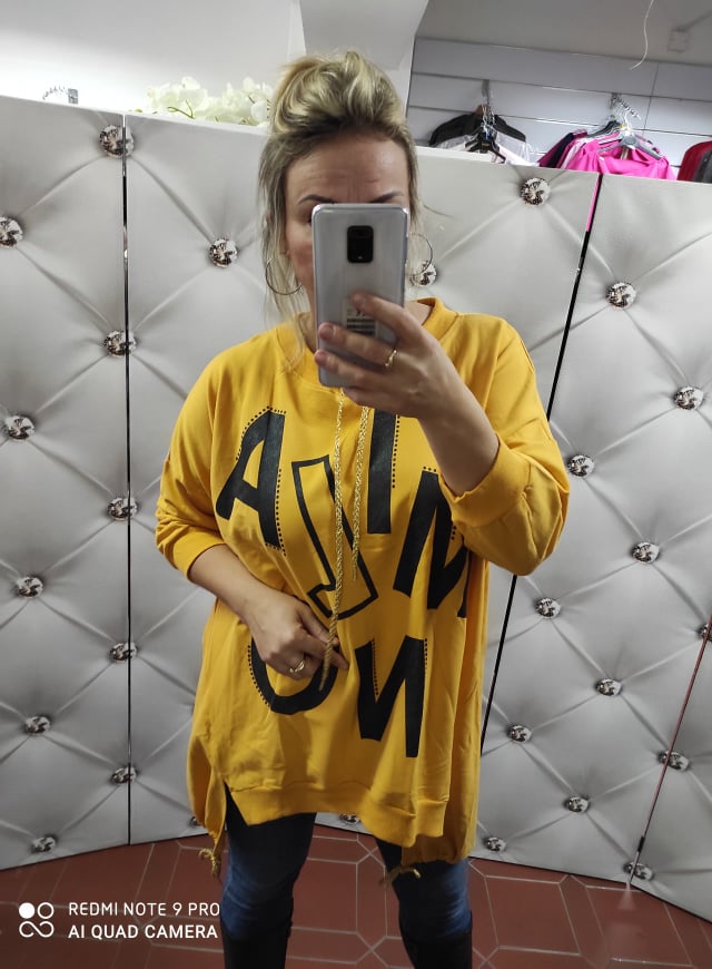 Dámská tunika/triko Plus SIZE hořčicová
