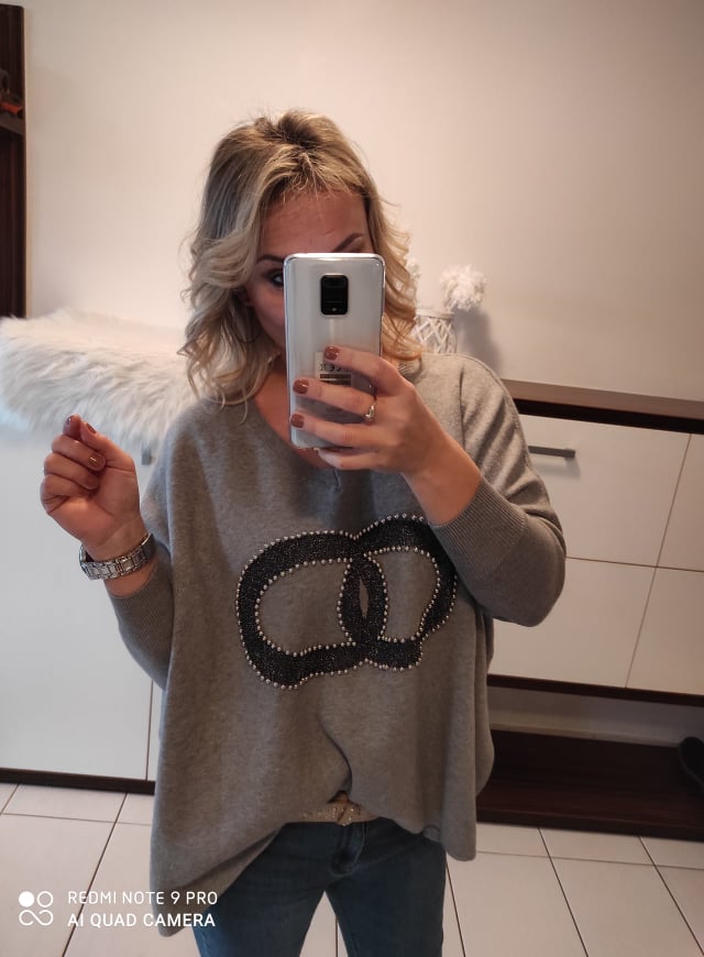 Dámský oversize svetr šedý