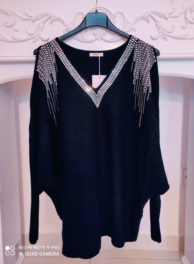 Dámská oversize halenka s netopýřími rukávy černá