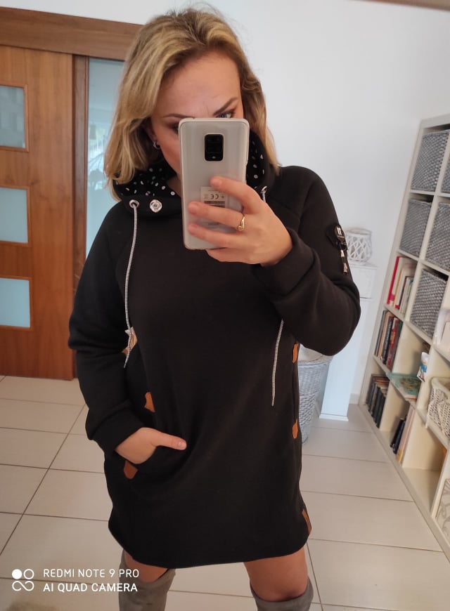 Dámské bavlněné šaty/mikina/tunika černá