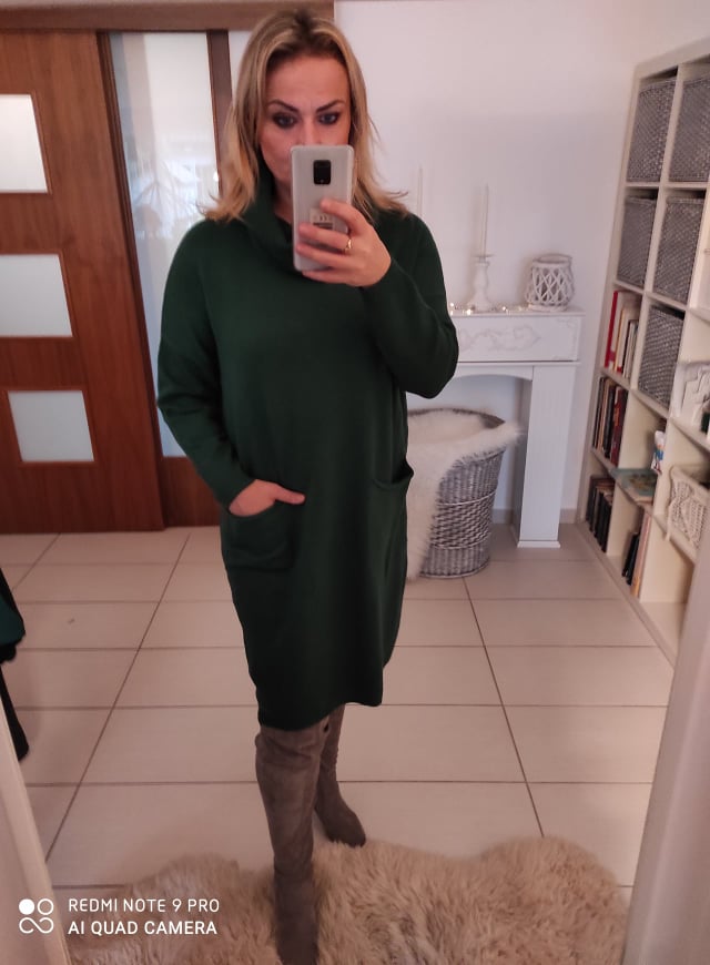 Svetrové PLUS SIZE šaty zelené