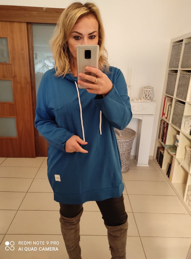 Dámská PLUS SIZE mikina petrolejová