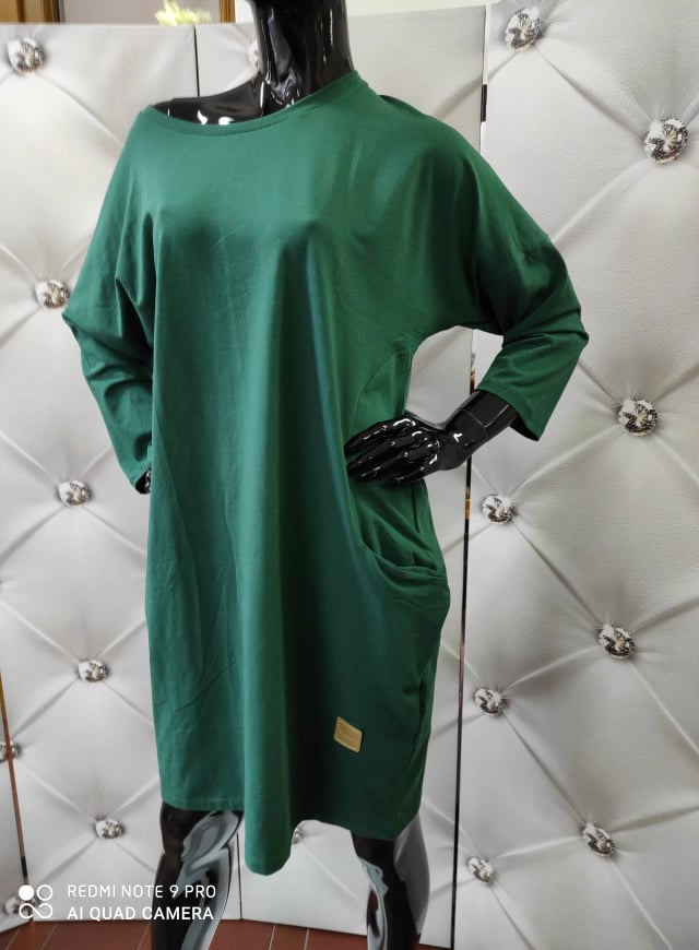 Dámské bavlněné oversize šaty zelené