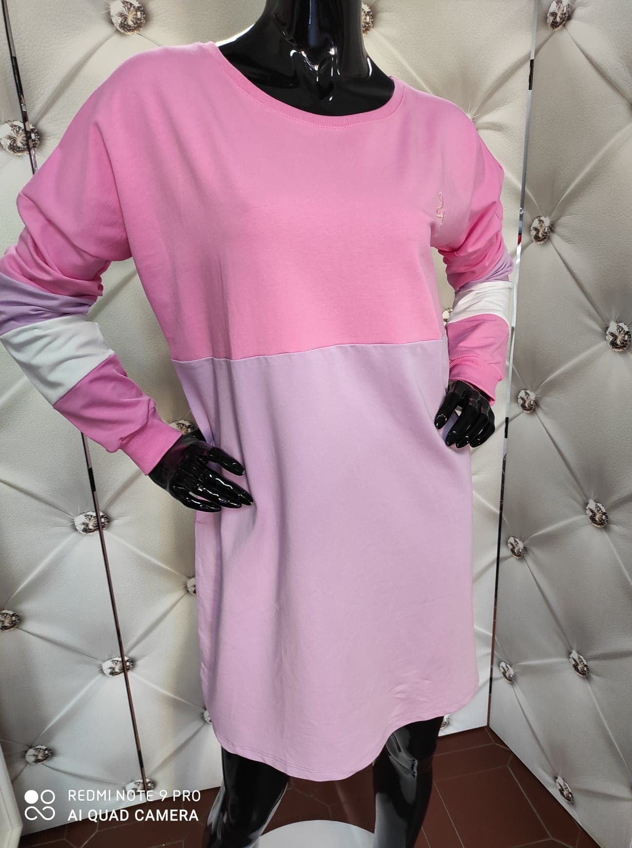 Dámské bavlněné oversize šaty barevné růžové