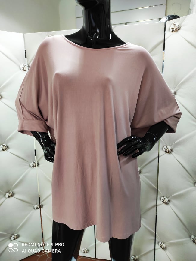 Dámská oversize tunika/triko pudrová