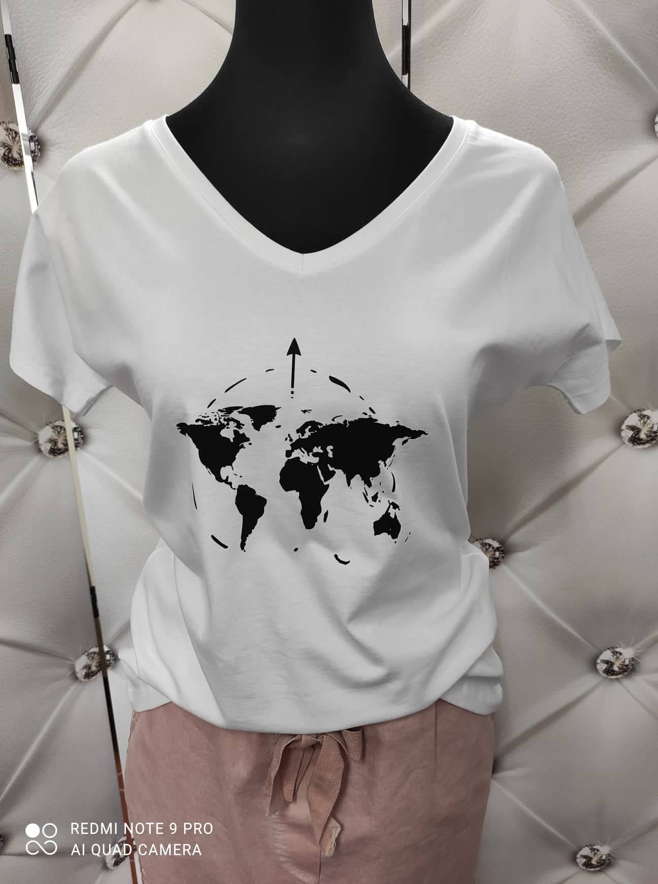 Dámské bavlněné triko mapa bílé