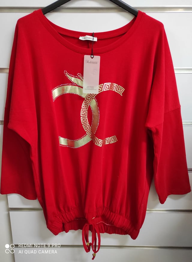 Dámské bavlněné PLUS SIZE triko červené