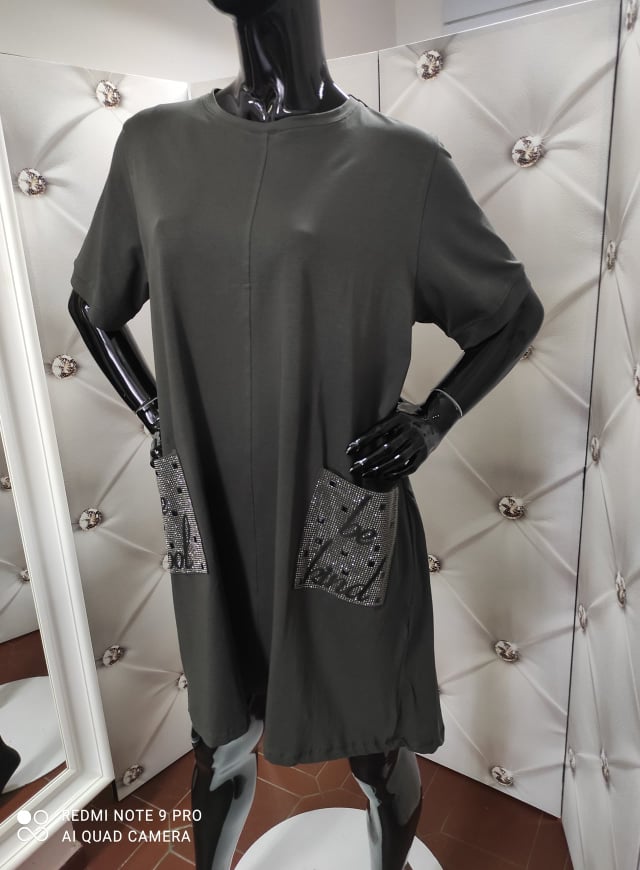Dámské bavlněné PLUS SIZE šaty/tunika barva tmavě šedá