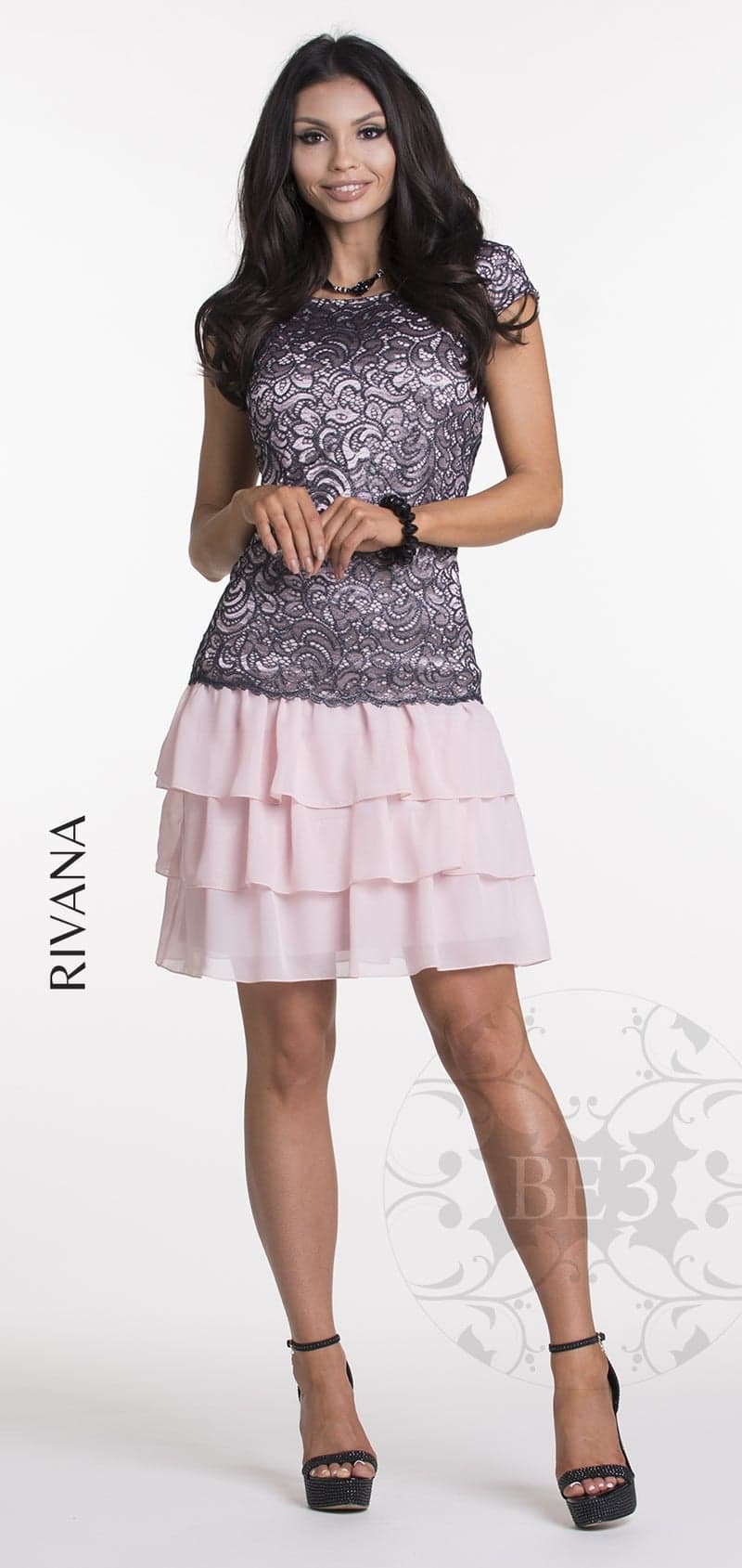 Dámské elegantní šaty Rivana modropudrové