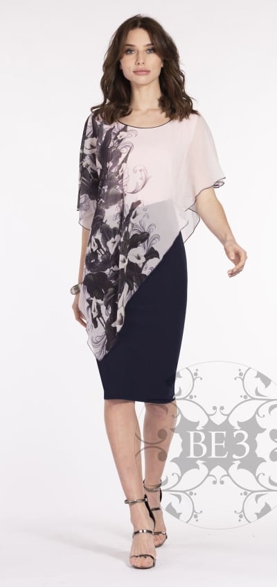 Elegantní PLUS SIZE šaty AURA modropudrové