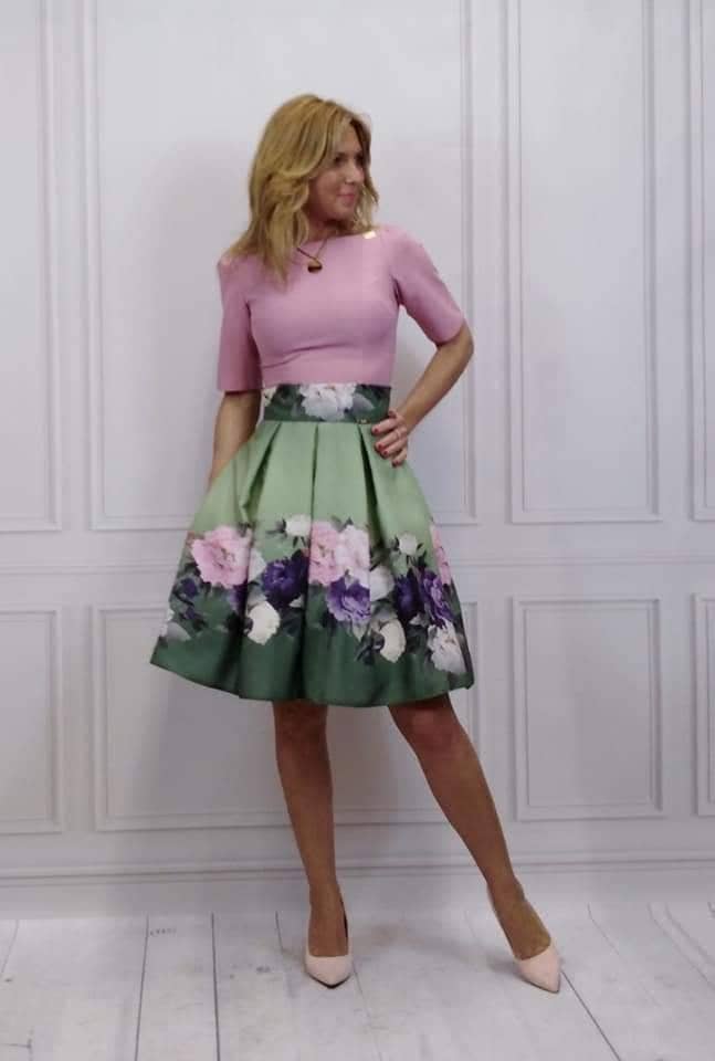 Dámská sukně Belinda zelená s barevnými květy