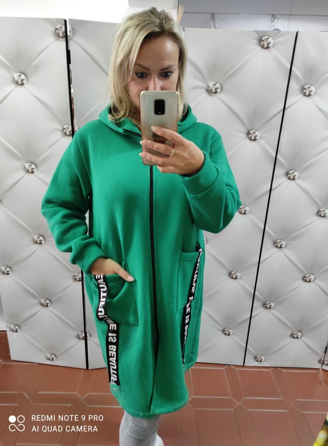 PLUS SIZE bavlněná bunda zelená