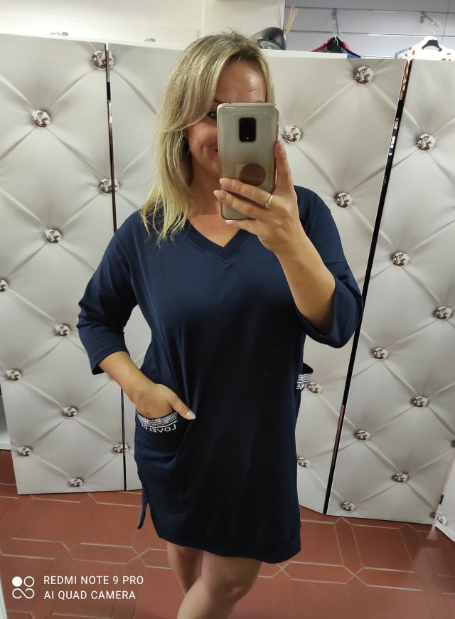 Dámské bavlněné OVERSIZE šaty tmavě modré