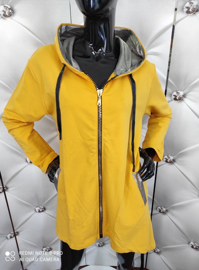 Dámská bavlněná OVERSIZE bunda delší hořčicová