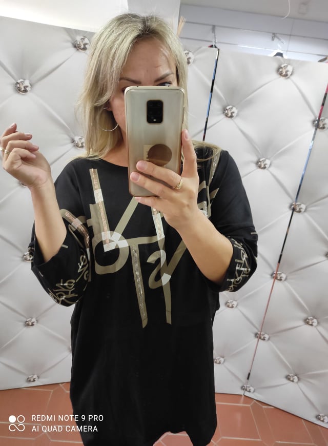 Dámské bavlněné PLUS SIZE triko černé