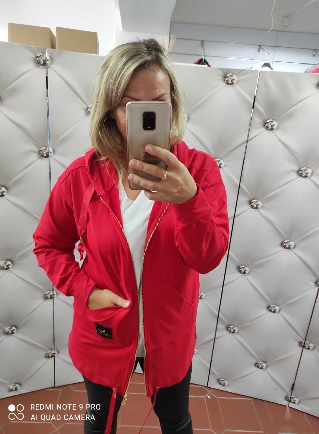 Dámská bavlněná OVERSIZE bunda červená