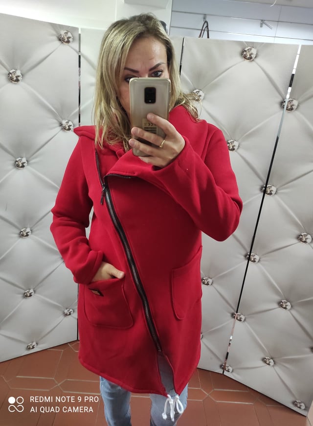 Sportovní oversize kabátek červený