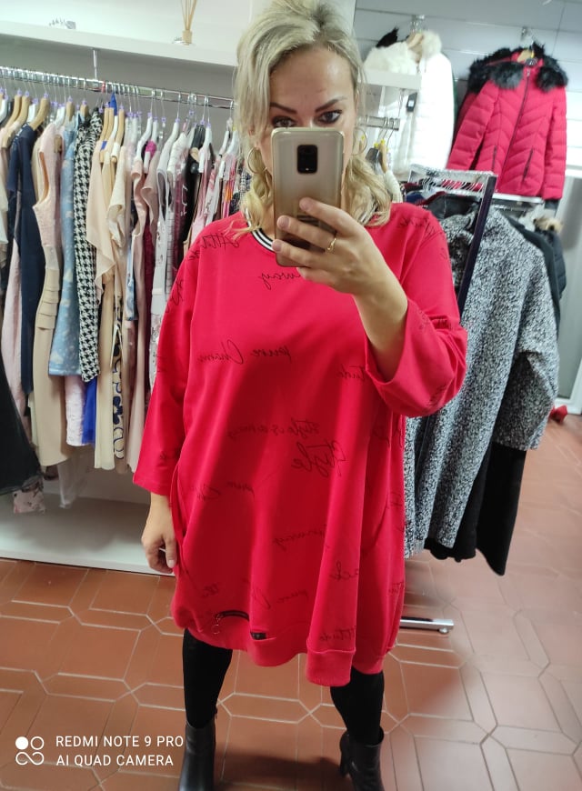 PLUS SIZE šaty/tunika červené