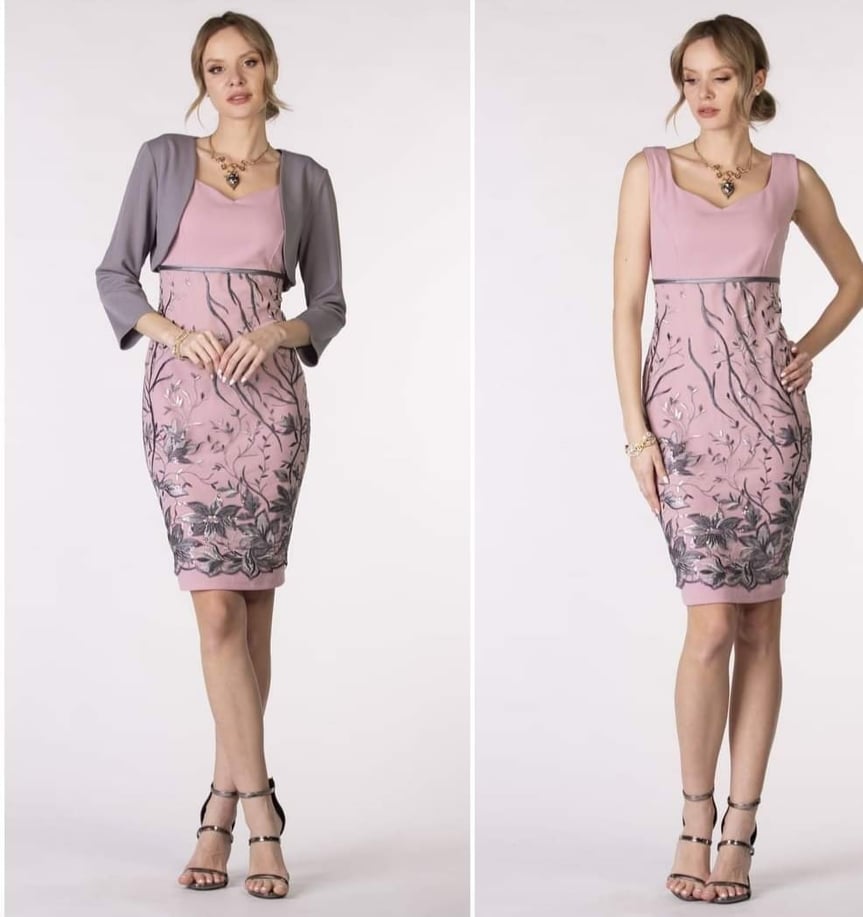 Elegantní dámské šaty FIORE s bolérkem starorůžové