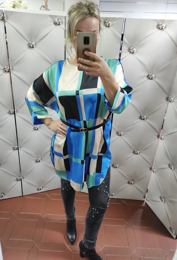 Dámské košilové OVERSIZE šaty/tunika modré