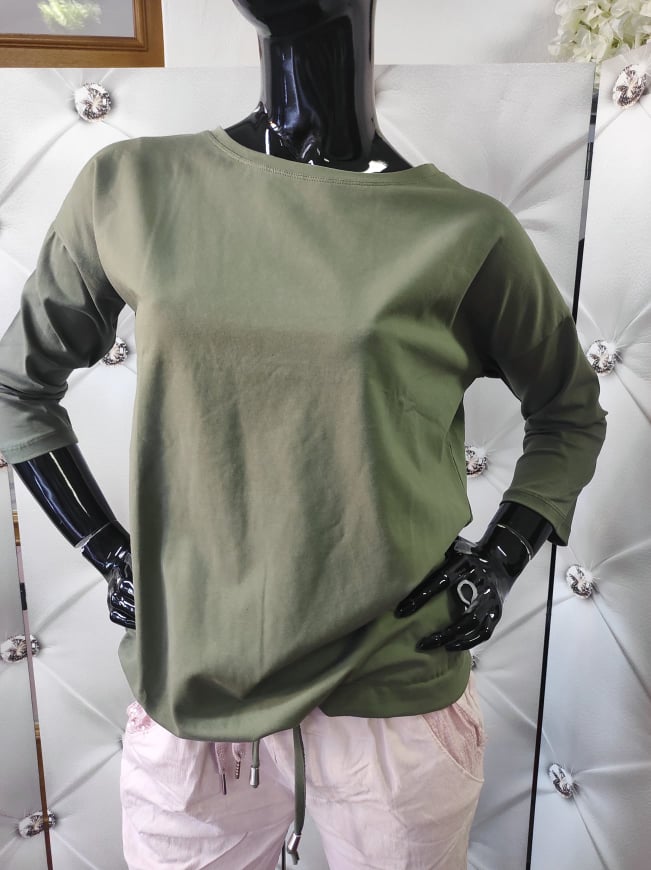 Dámské bavlněné triko jednobarevné khaki