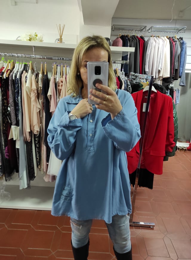 Dámská plus size košile modrá
