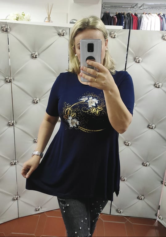Dámské PLUS SIZE tričko tmavě modré