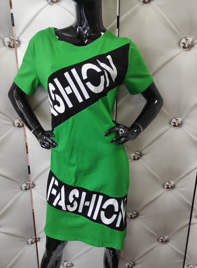Bavlněné šaty Fashion zelené
