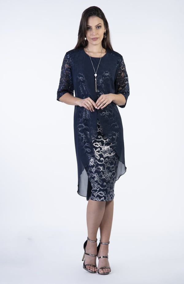 Elegantní PLUS SIZE šaty JASENIA tmavě modré