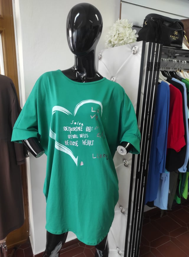 Dámská bavlněná OVERSIZE tunika zelená