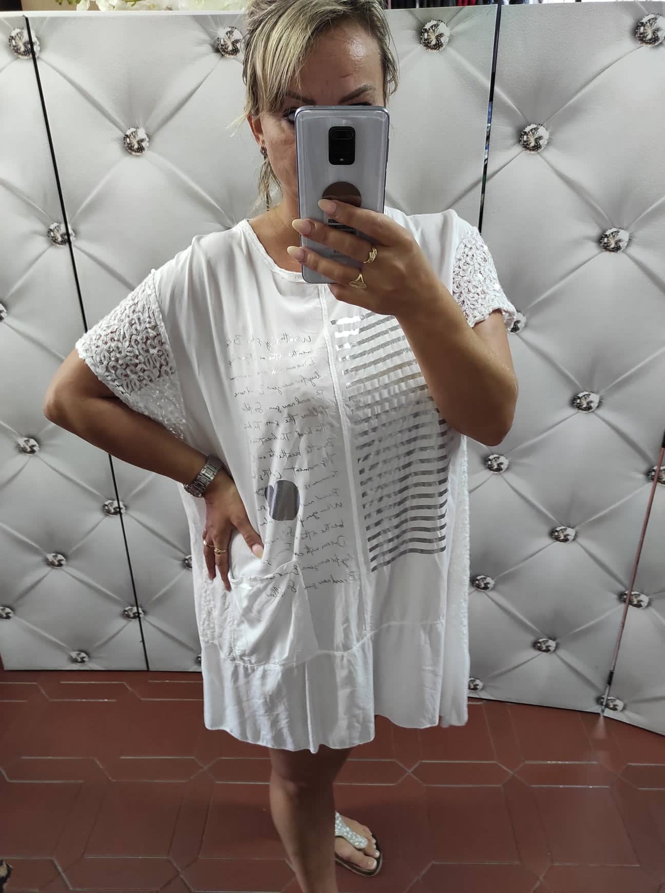 Dámská PLUS SIZE tunika/krátké šaty bílá