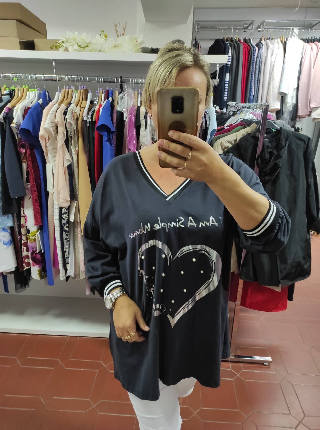 Plus size bavlněné triko tmavě modré