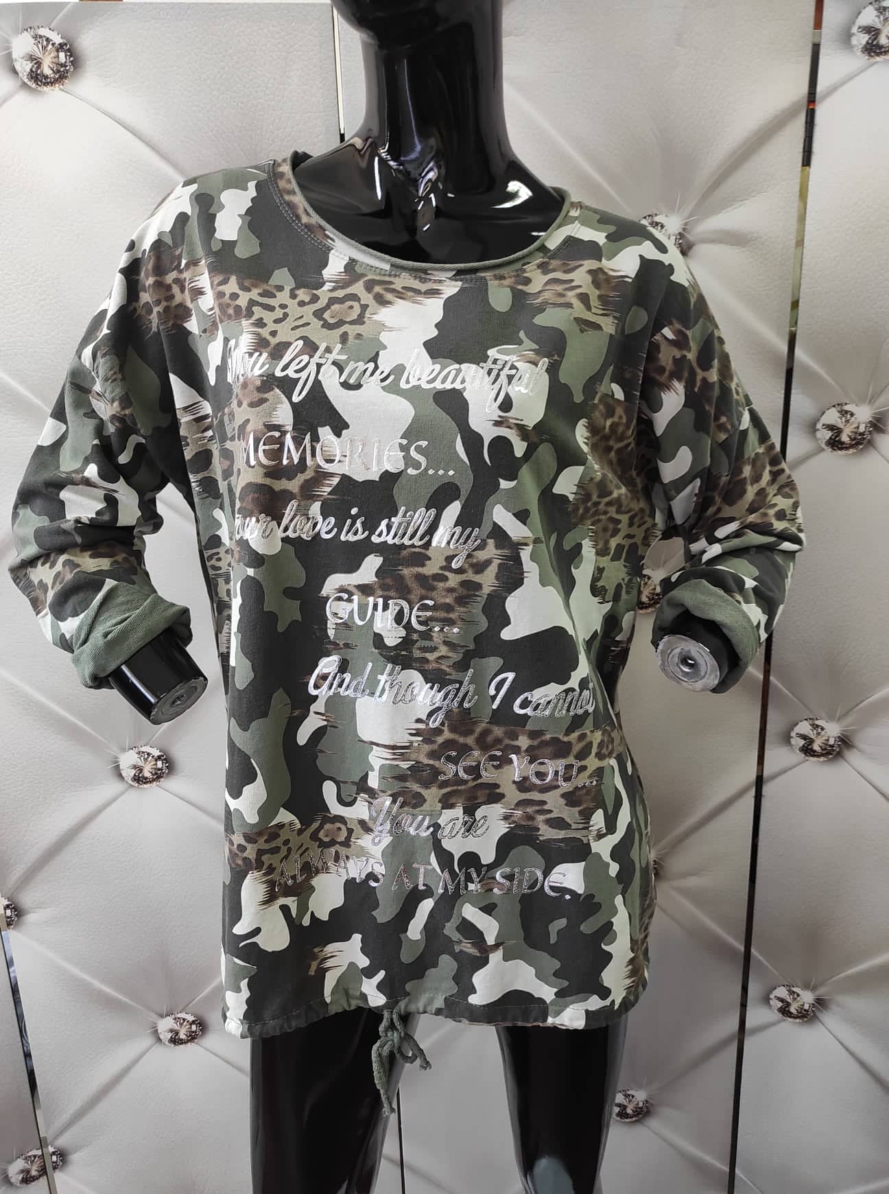 Bavlněné maskáčové triko dlouhý rukáv tmavé