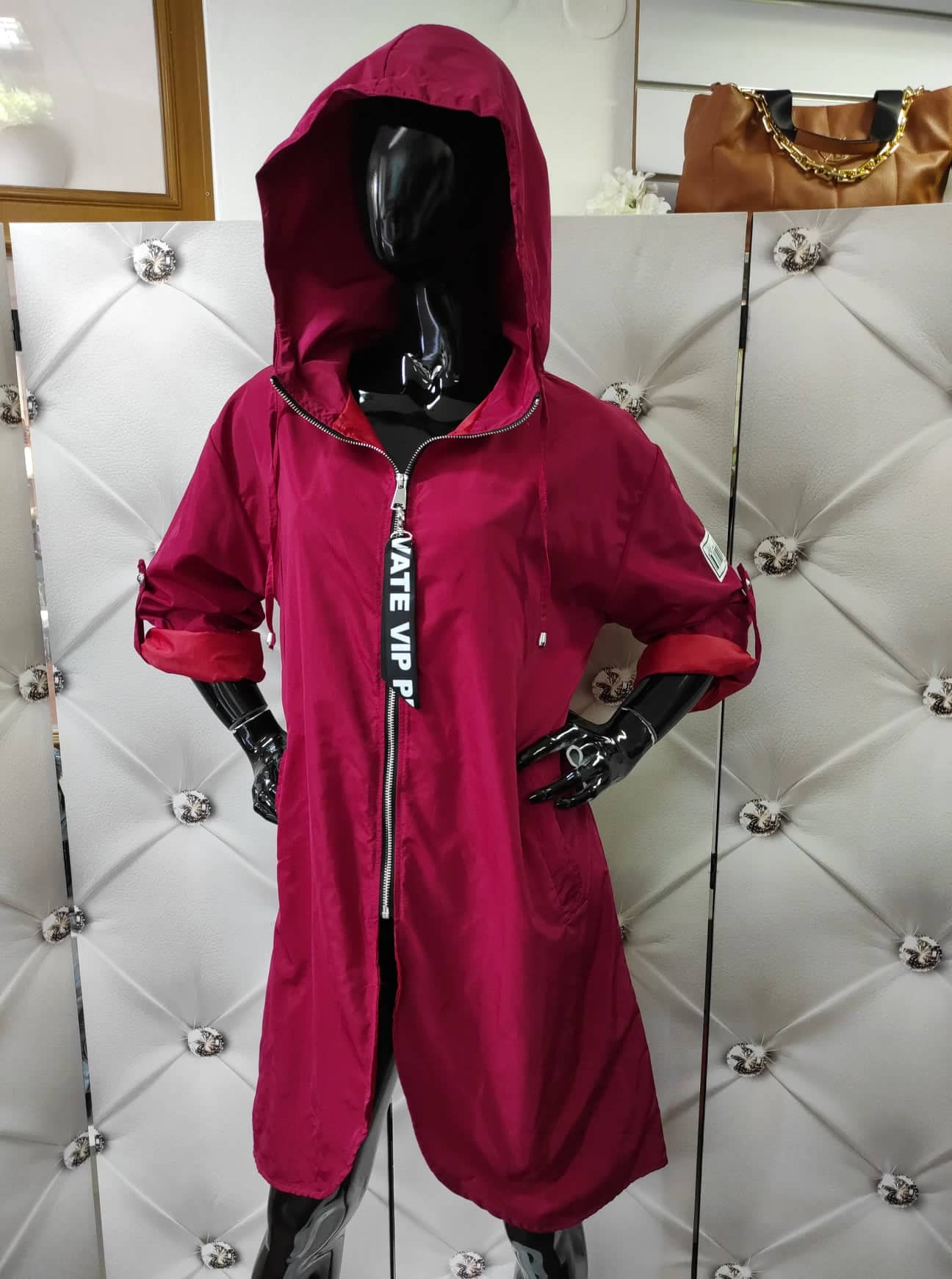 Dámská oversize větrovka bordó