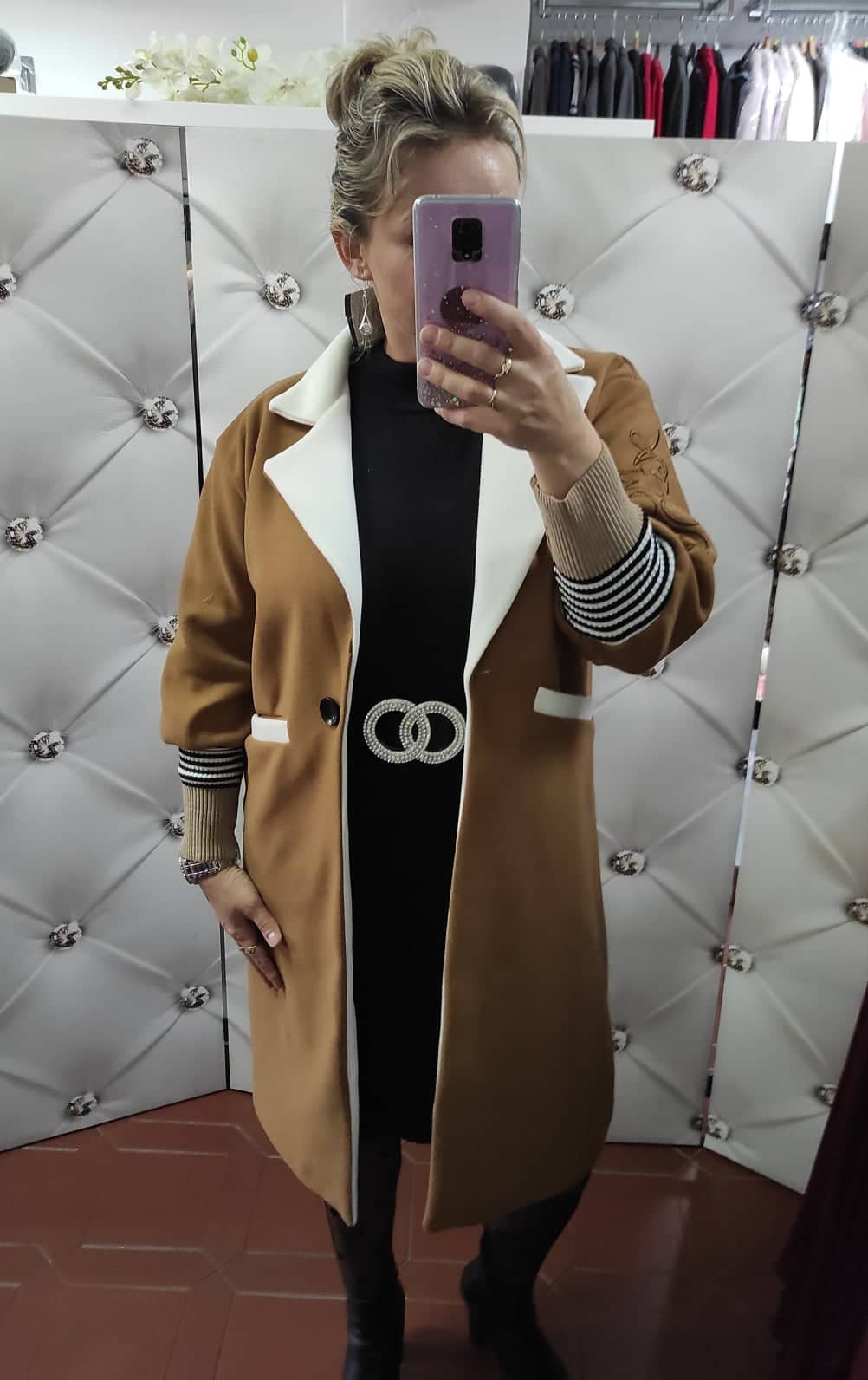 Dámský oversize stylový kabát kapučíno