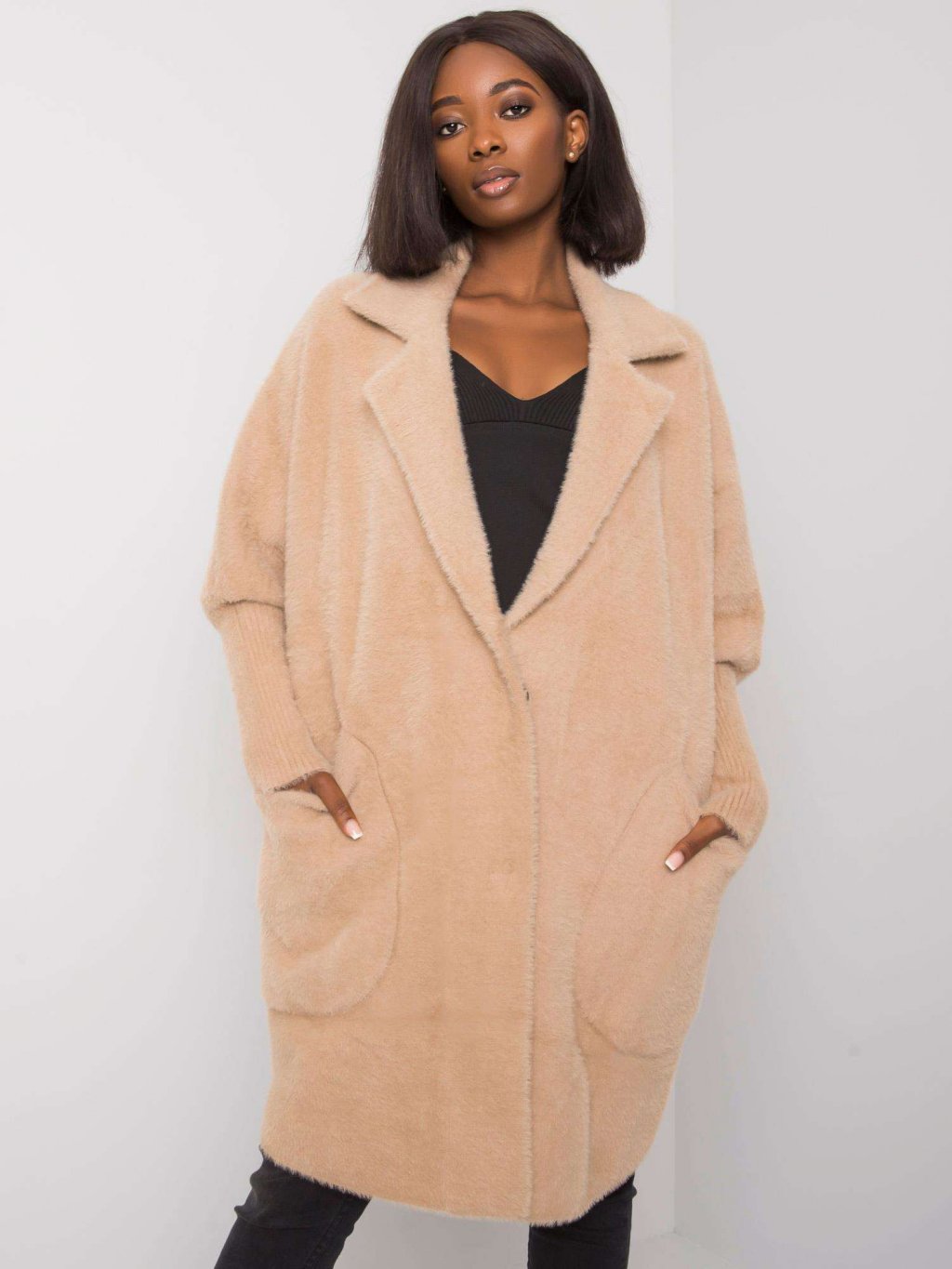 Dámský oversize kabát Alpaka camel