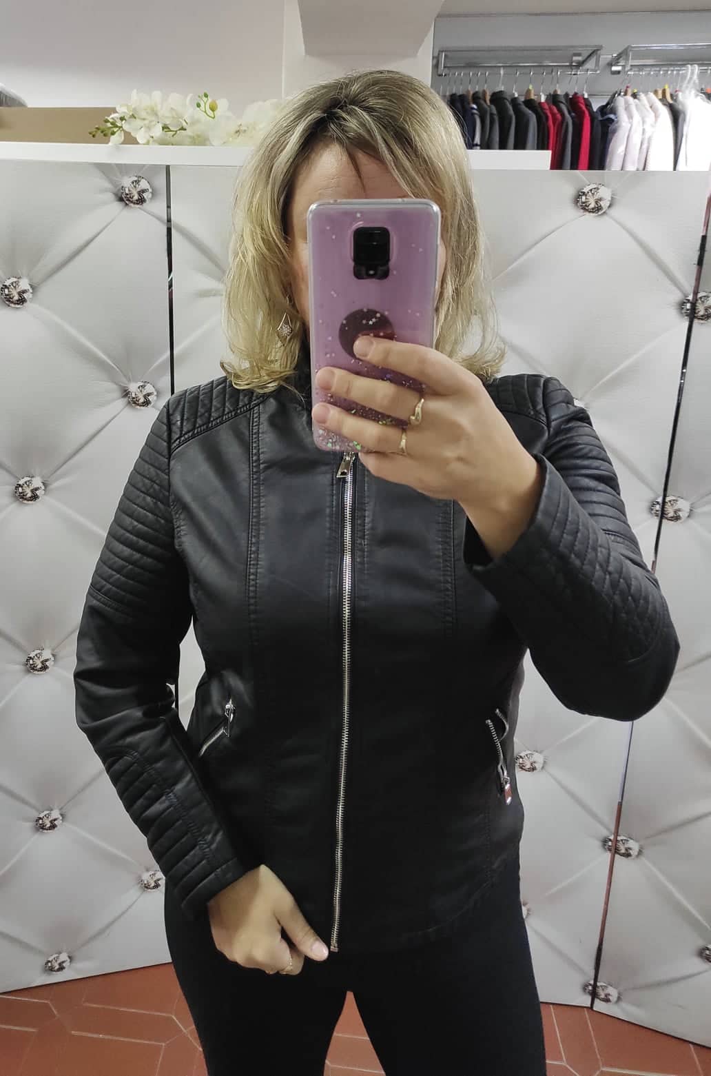 Dámská PLUS SIZE koženková bunda černá