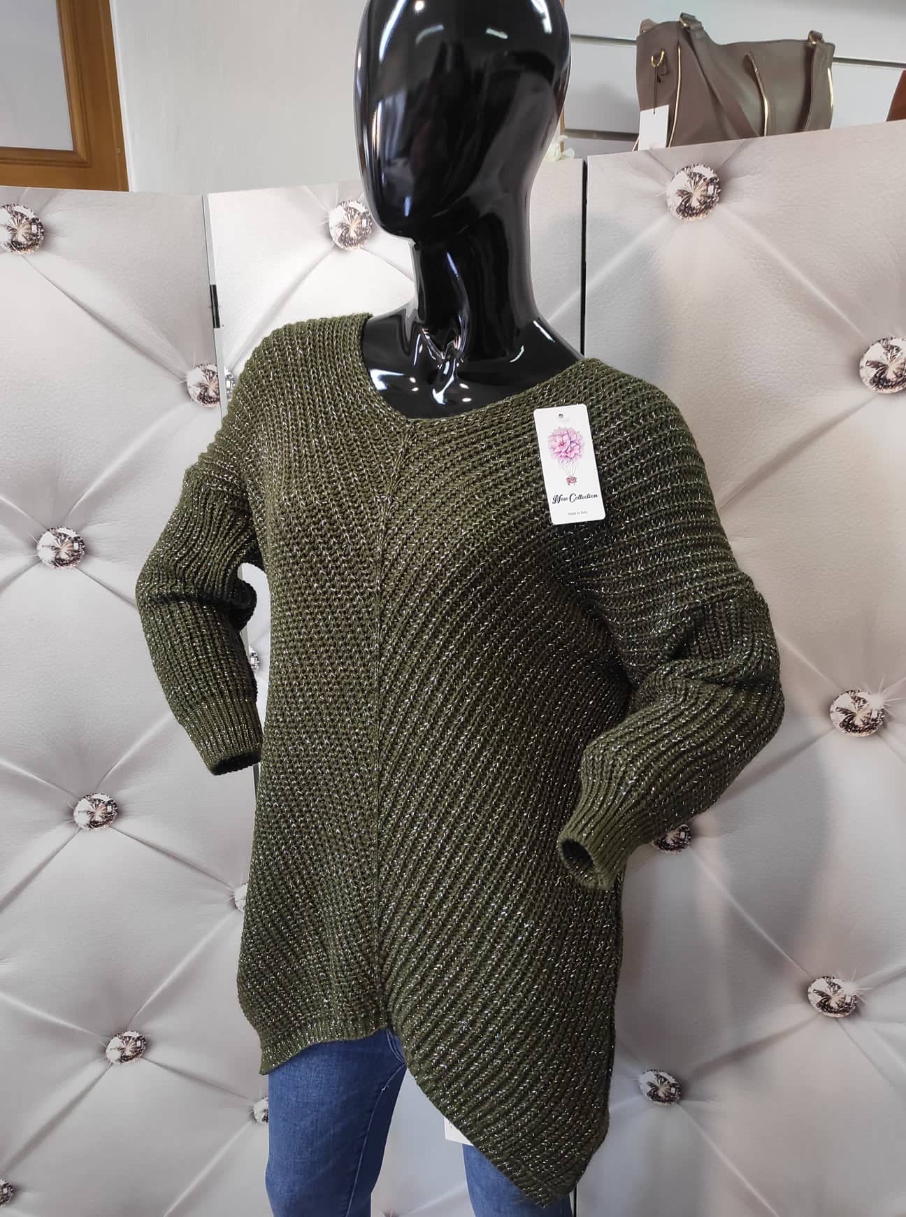 Dámský oversize svetr khaki