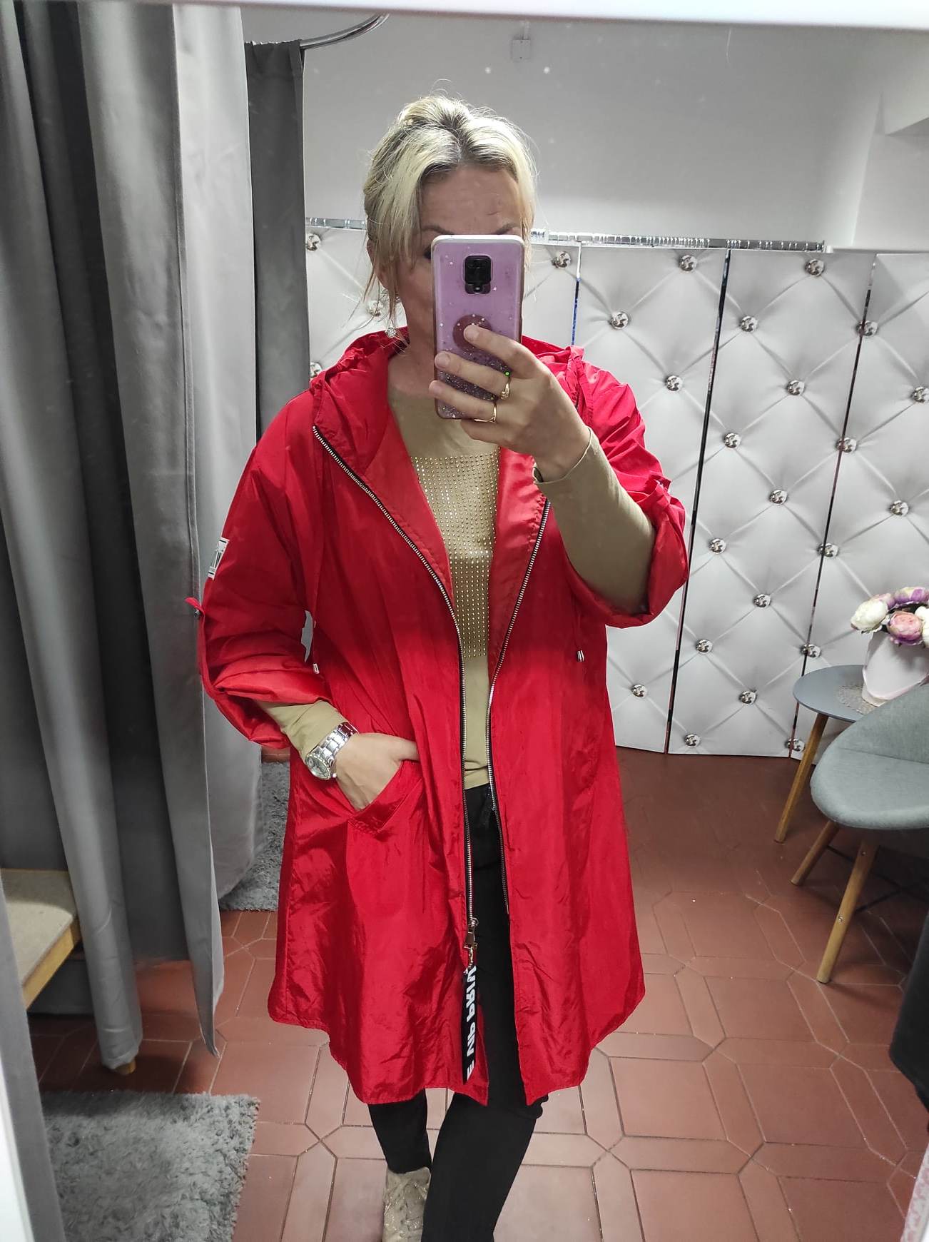 Dámská PLUS SIZE větrovka červená